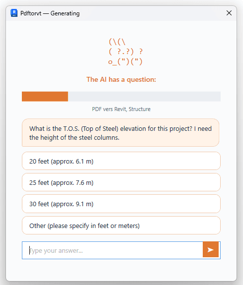 The AI asks a question during generation